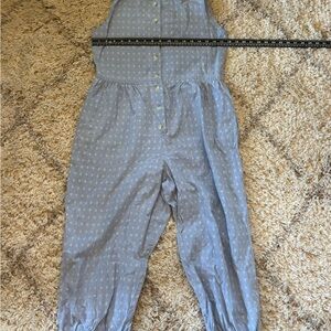 Lands' End Blue Patterned Jumpsuit with Elastic Waist